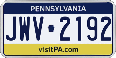 PA license plate JWV2192