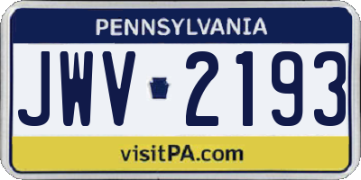 PA license plate JWV2193