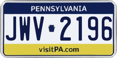 PA license plate JWV2196