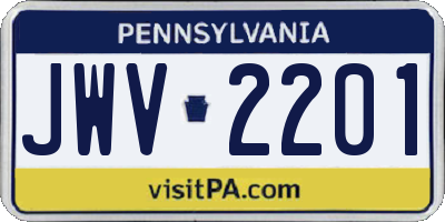 PA license plate JWV2201