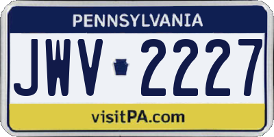 PA license plate JWV2227