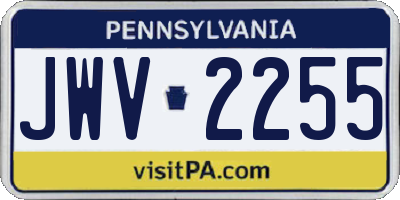 PA license plate JWV2255