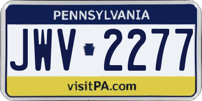 PA license plate JWV2277