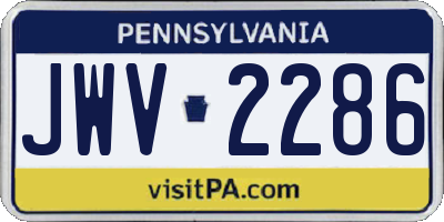 PA license plate JWV2286