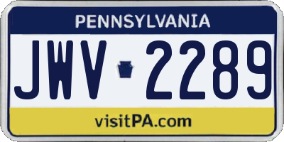 PA license plate JWV2289