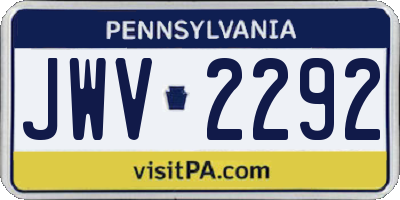 PA license plate JWV2292