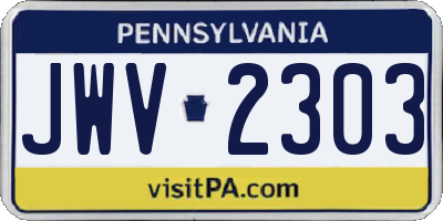 PA license plate JWV2303