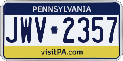 PA license plate JWV2357