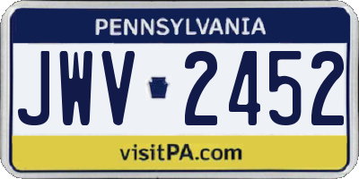PA license plate JWV2452