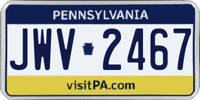 PA license plate JWV2467