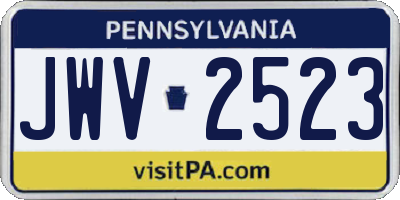 PA license plate JWV2523