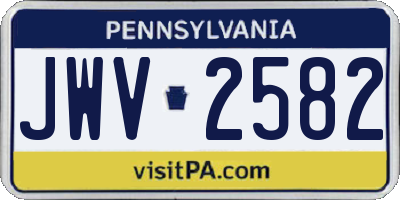 PA license plate JWV2582