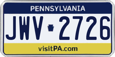 PA license plate JWV2726