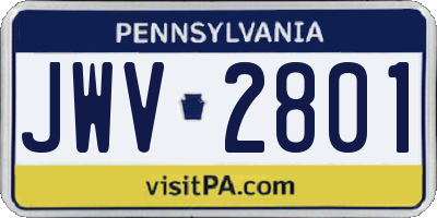PA license plate JWV2801