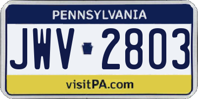 PA license plate JWV2803