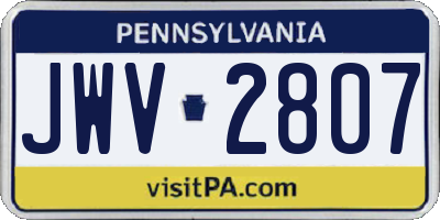 PA license plate JWV2807
