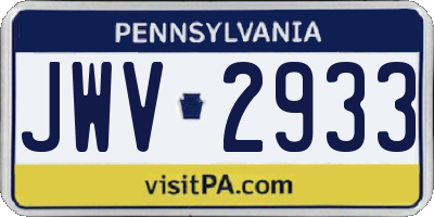 PA license plate JWV2933