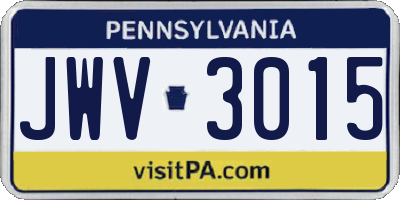 PA license plate JWV3015