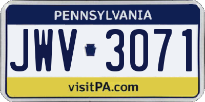 PA license plate JWV3071