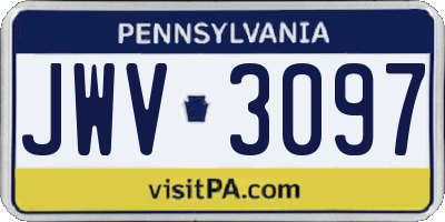 PA license plate JWV3097