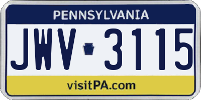 PA license plate JWV3115