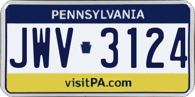 PA license plate JWV3124