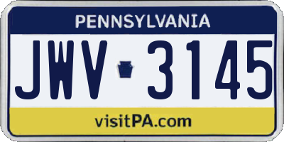 PA license plate JWV3145