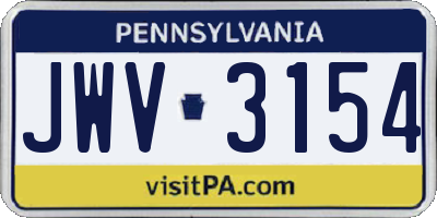 PA license plate JWV3154