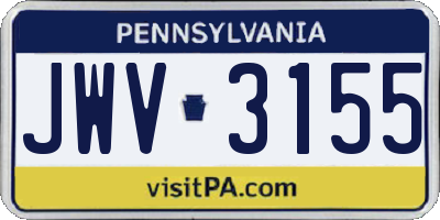 PA license plate JWV3155