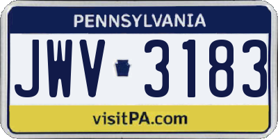 PA license plate JWV3183