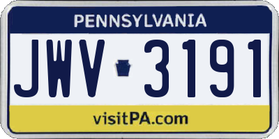 PA license plate JWV3191