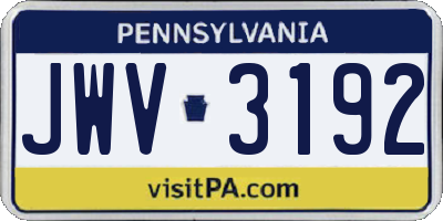 PA license plate JWV3192