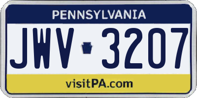 PA license plate JWV3207