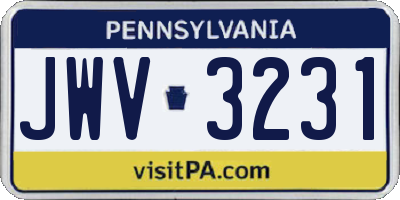 PA license plate JWV3231