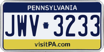 PA license plate JWV3233