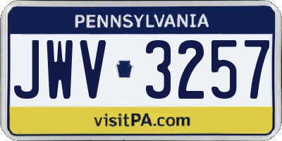 PA license plate JWV3257
