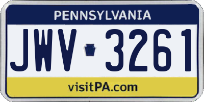 PA license plate JWV3261