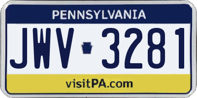 PA license plate JWV3281