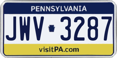 PA license plate JWV3287