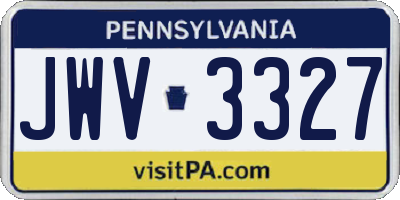 PA license plate JWV3327