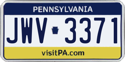 PA license plate JWV3371