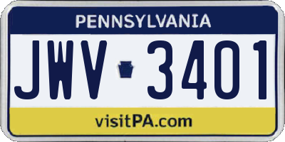PA license plate JWV3401