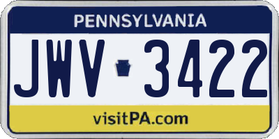 PA license plate JWV3422