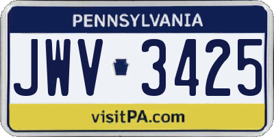 PA license plate JWV3425