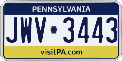 PA license plate JWV3443