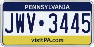 PA license plate JWV3445