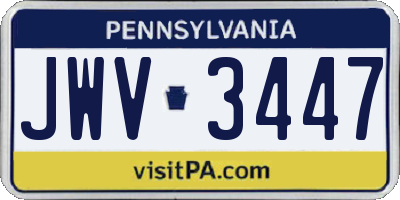 PA license plate JWV3447
