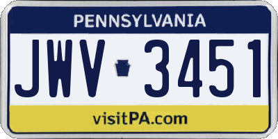 PA license plate JWV3451
