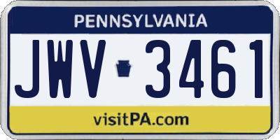 PA license plate JWV3461