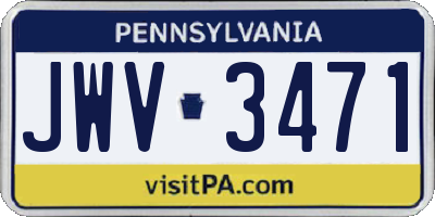 PA license plate JWV3471